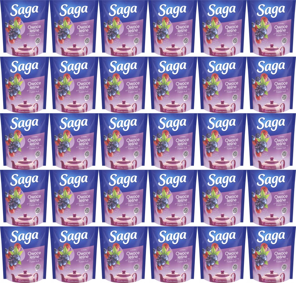40x Herbata owocowa w torebkach Saga, owoce leśne, 20 sztuk x 1.7g