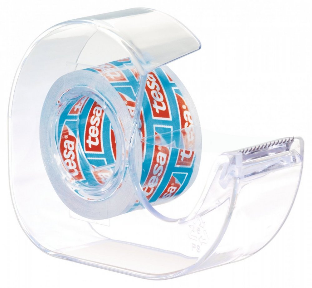 Podajnik do taśmy klejącej Tesa Crystal + taśma 19mmx10m, transparentny