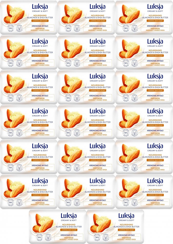 20x Mydło w kostce Luksja Almond, migdały i masło shea, 90g