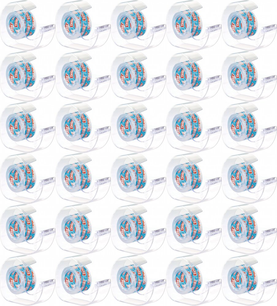 60x Podajnik do taśmy klejącej Tesa Crystal + taśma 19mmx10m, transparentny