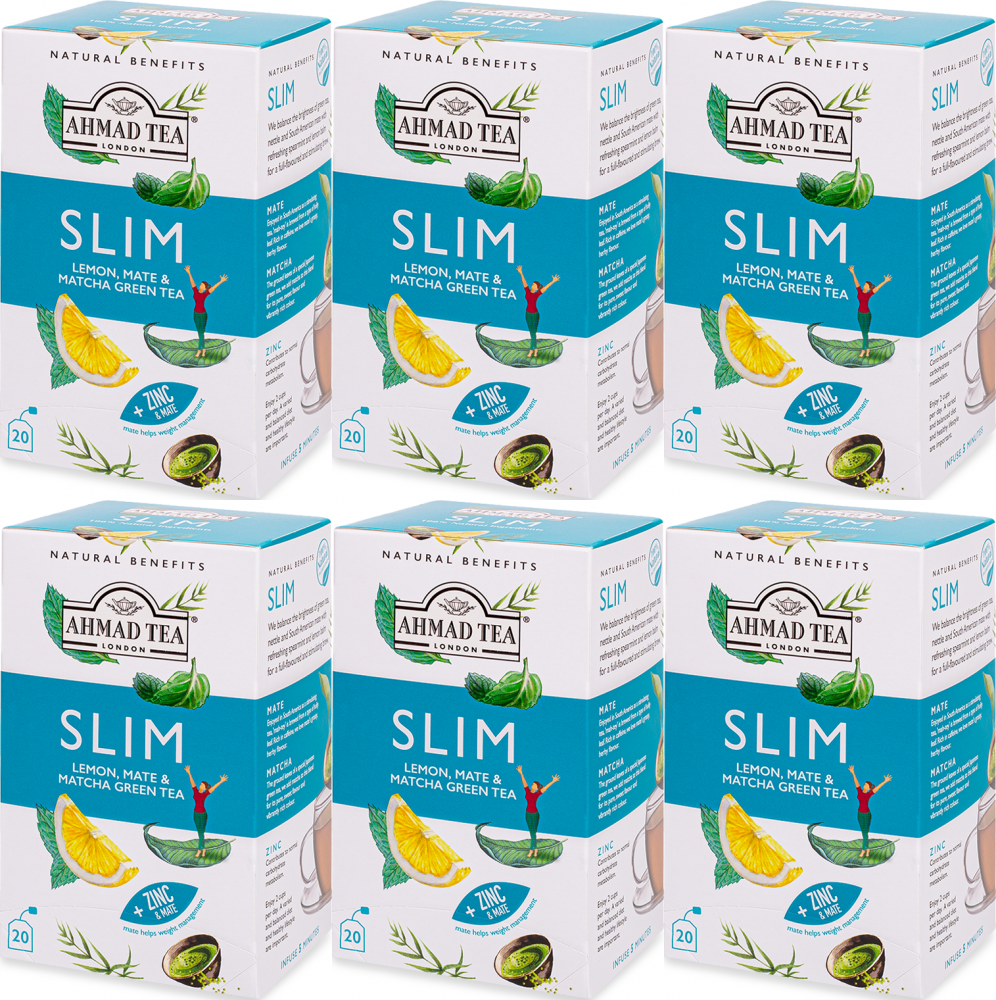 6x Herbata funkcjonalna w kopertach Ahmad Tea Slim Healthy Benefit, 20 sztuk x 1.5g