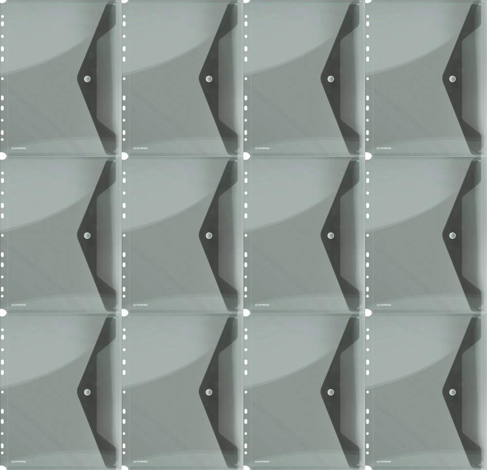 12x Teczka koperta do segregatora A4, Donau, na zatrzask, dymny