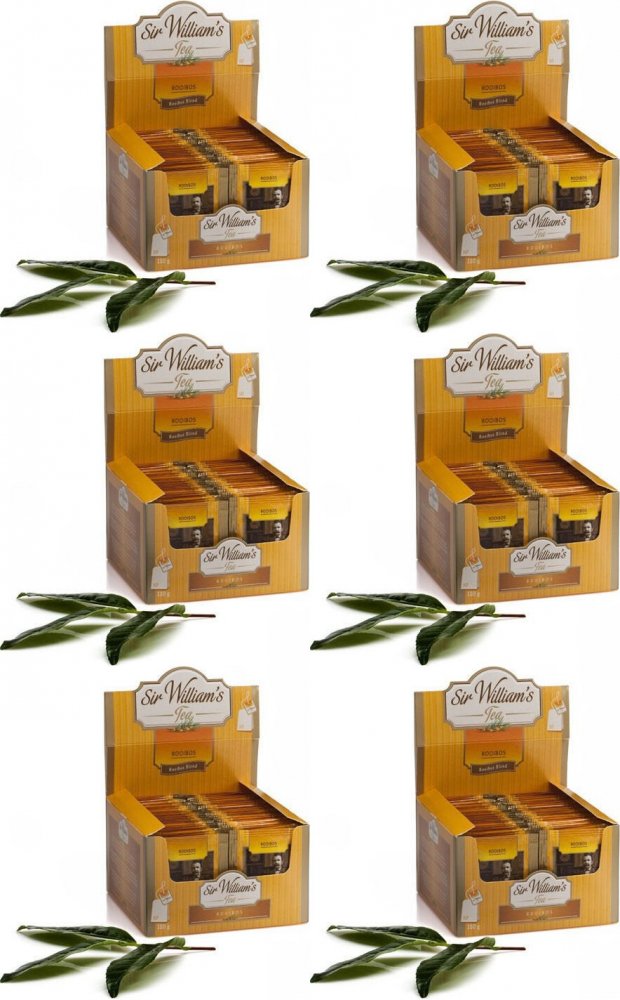 6x Herbata Rooibos w torebkach Sir William's Tea, 50 sztuk x 2.2g