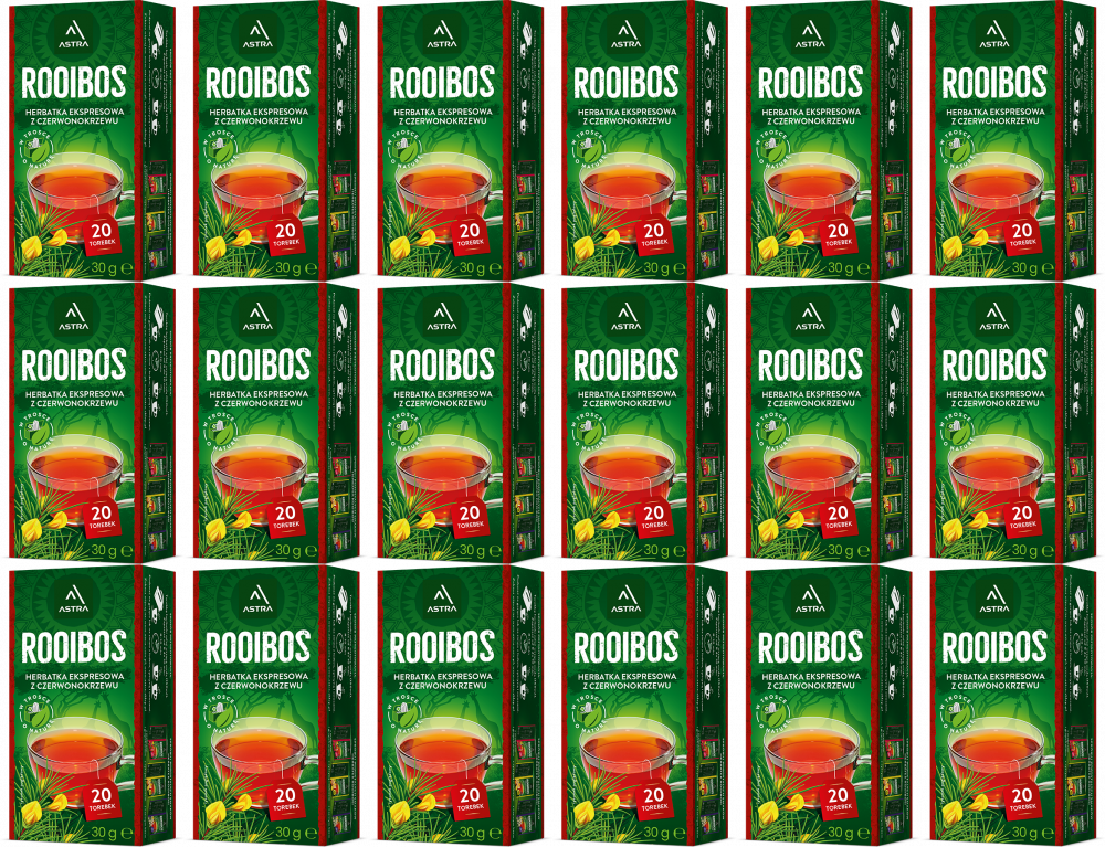 18x Herbata Rooibos w torebkach Astra, 20 sztuk x 1.5g