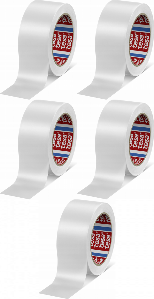 5x Taśma ostrzegawcza Tesa Professional 60760, 33mx50mm,PVC, biały