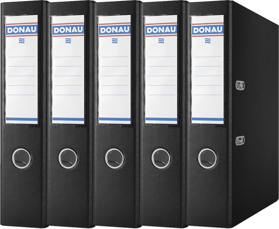 5x Segregator A4 Donau Master, szerokość grzbietu 75mm, do 500 kartek, czarny