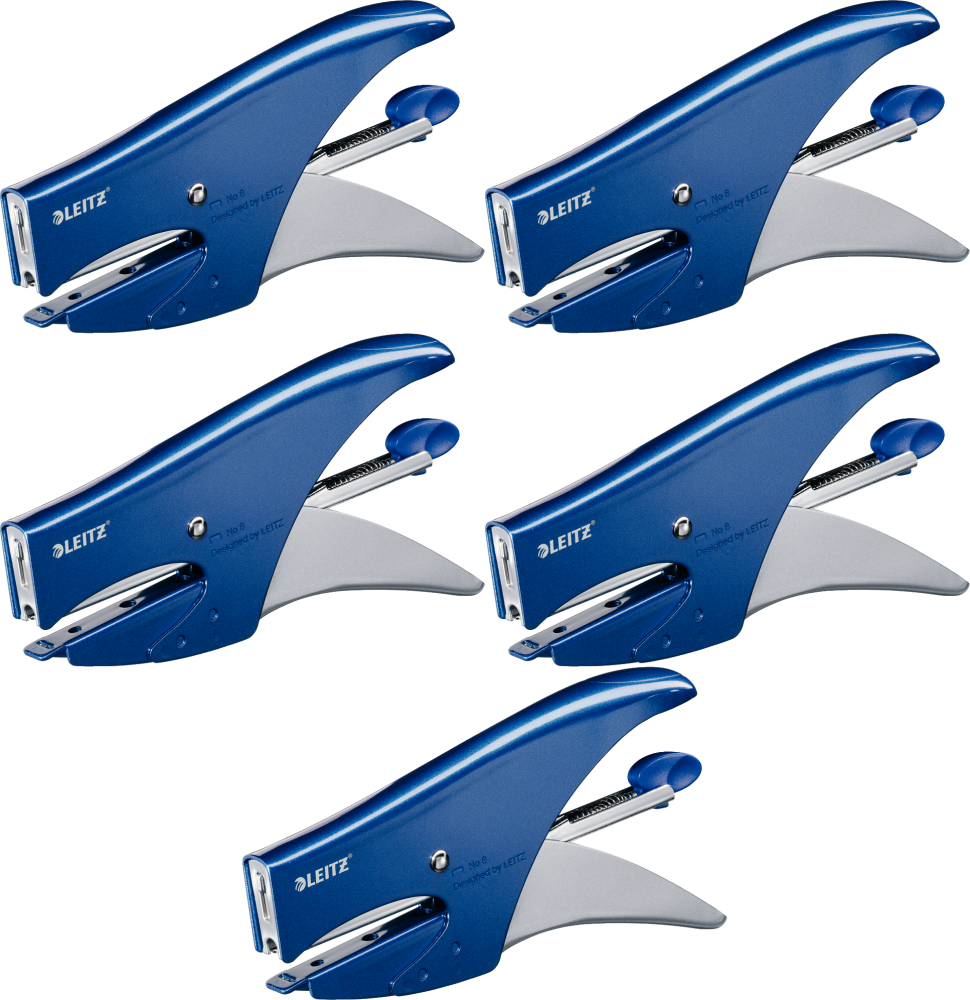 5x Zszywacz nożycowy Leitz 5547, do 15 kartek, metaliczny niebieski
