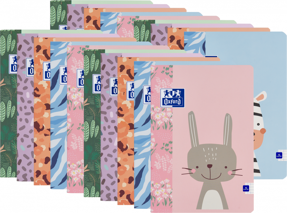 20x Zeszyt w kratkę Oxford Kids, A5, miękka oprawa, 16 kartek, mix wzorów