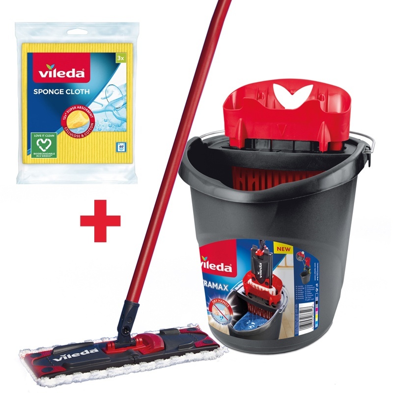 Vileda Ultramax BOX, zestaw 3 sztuk: mop płaski+wiadro+pucerka