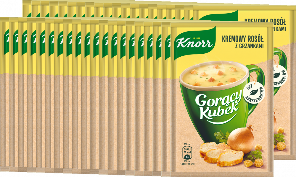 40x Zupa Knorr Gorący Kubek, krem z kury z grzankami, 16g