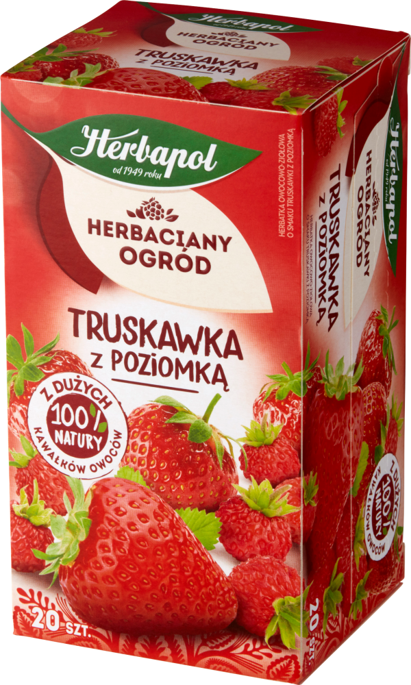 Herbata owocowa w torebkach Herbapol Herbaciany Ogród, truskawka z poziomką, 20 sztuk x 2.5g