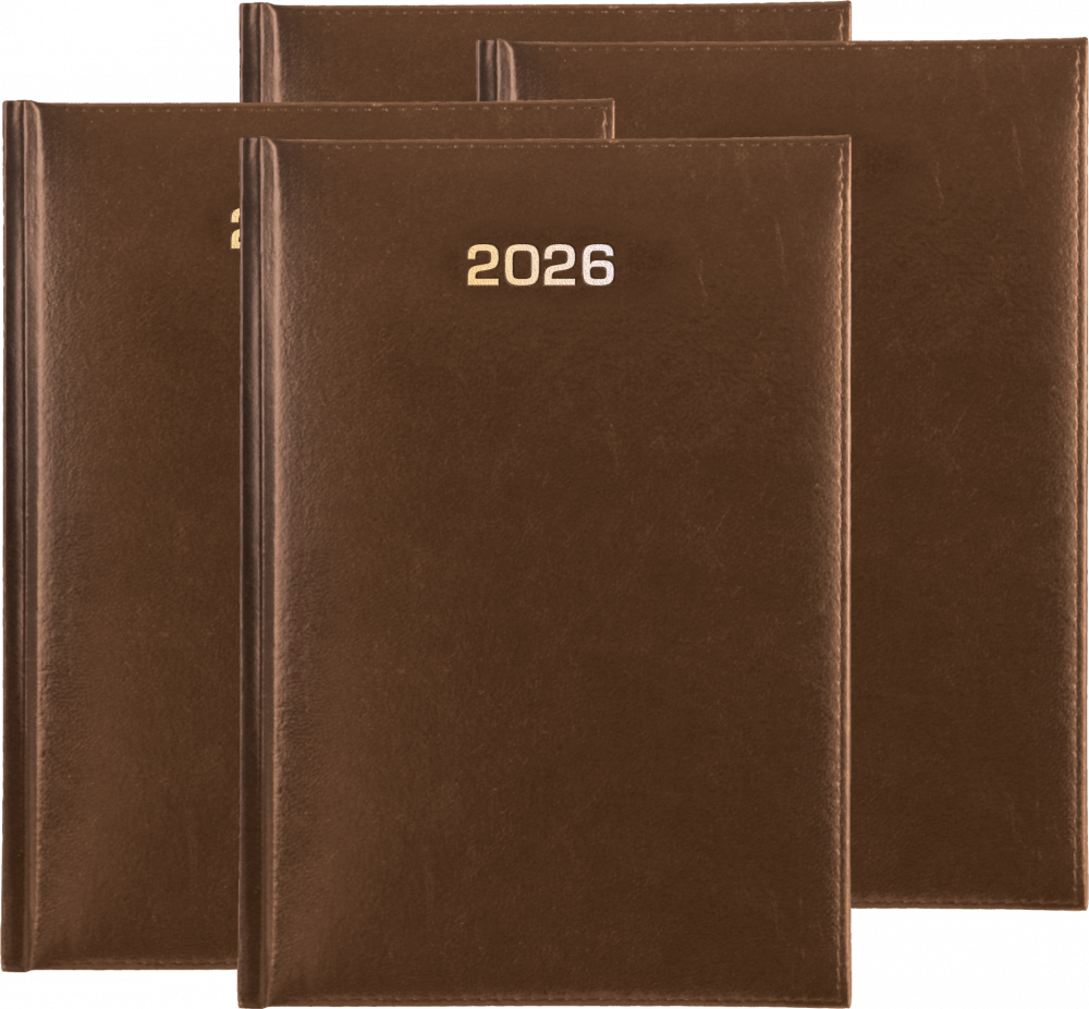 4x Kalendarz książkowy 2026, Udziałowiec, A5, tygodniowy, brązowy