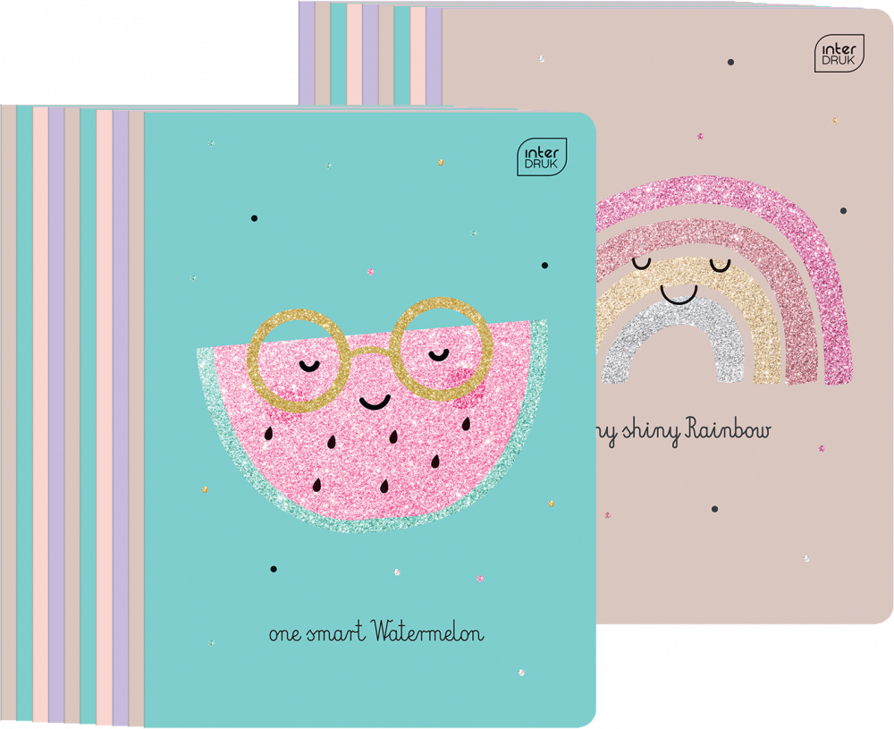 20x Zeszyt w kratkę Interdruk Glitter, A5, 16 kartek, mix wzorów