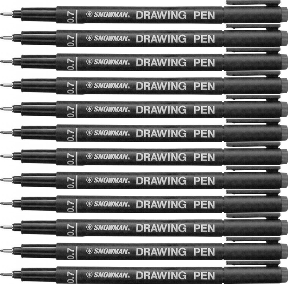 12x Cienkopis kreślarski Snowman, 0.7mm, czarny