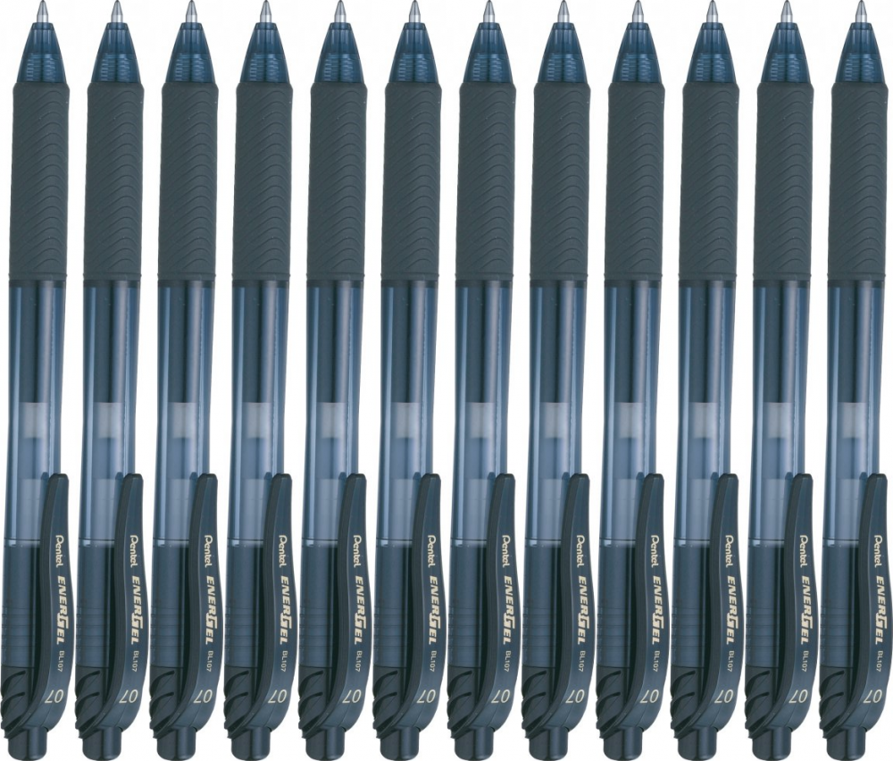 12x Pióro kulkowe automatyczne Pentel, EnerGel BL-107, 0.7mm, czarny