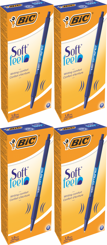48x Długopis automatyczny BIC Soft Feel, 1mm, niebieski