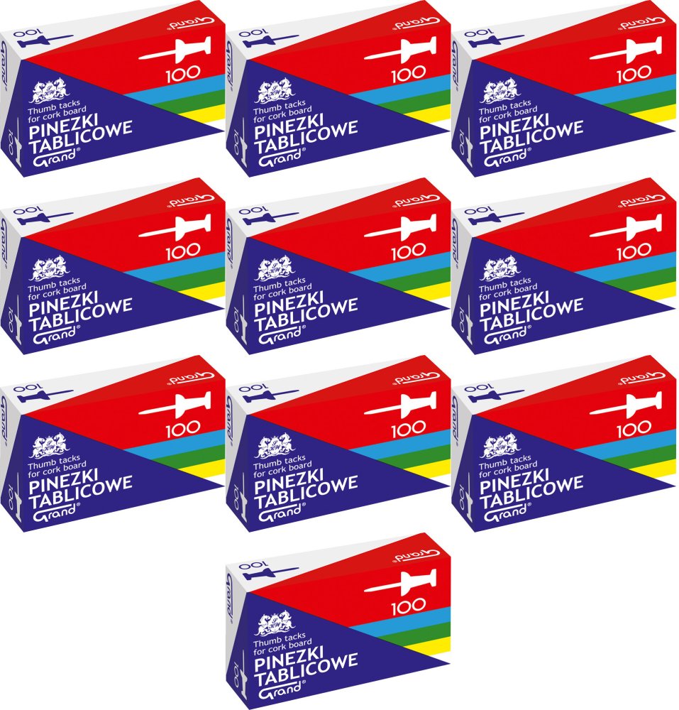 10x Pinezki beczułki Grand, 100 sztuk, mix kolorów