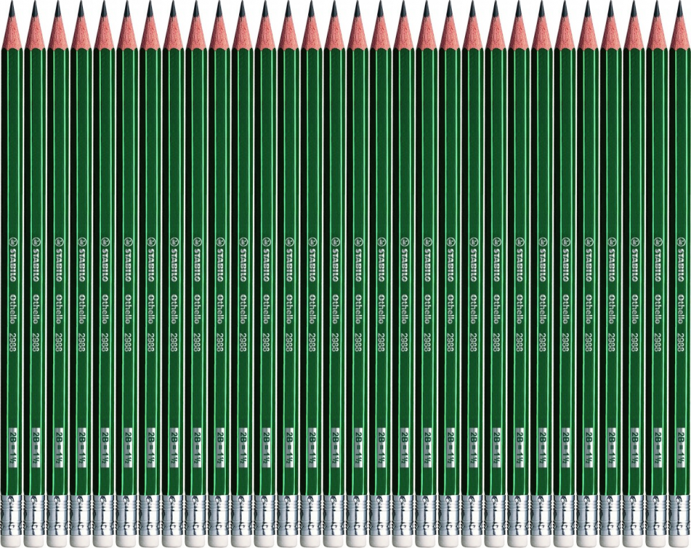 48x Ołówek Stabilo Othello 2988, 2B, z gumką, zielony