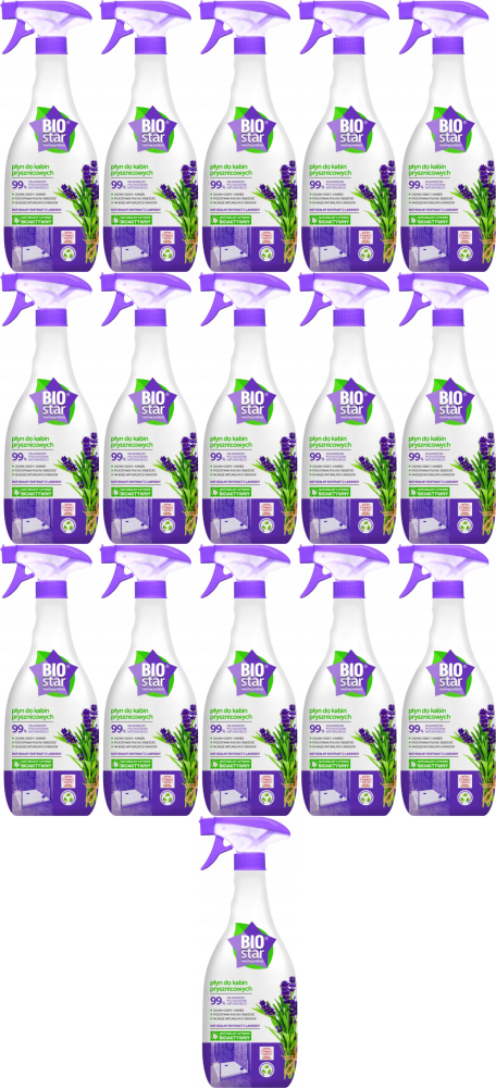 16x Płyn do mycia kabin prysznicowych BioStar, ekologiczny, lawendowy, 0.7l
