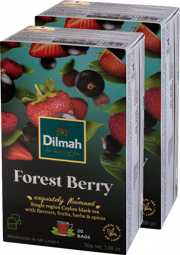2x Herbata czarna aromatyzowana w torebkach Dilmah Forest Berry, owoce leśne, 20 sztuk x 1.5g