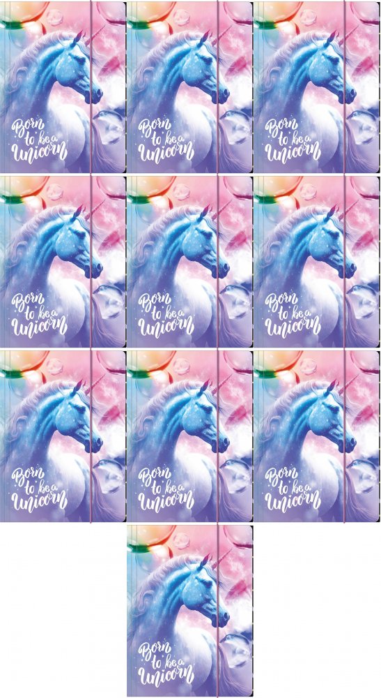 10x Teczka z gumką Derform Jednorożec 15, A4, 3mm, fioletowy