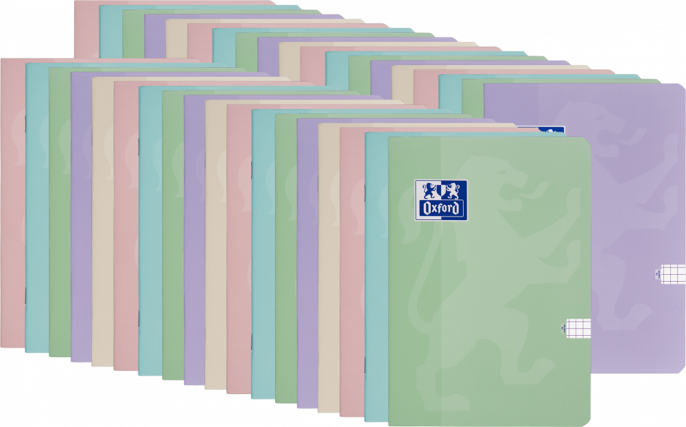 80x Zeszyt w kratkę Oxford Touch Pastel, A5, miękka oprawa, 16 kartek, mix kolorów pastelowych