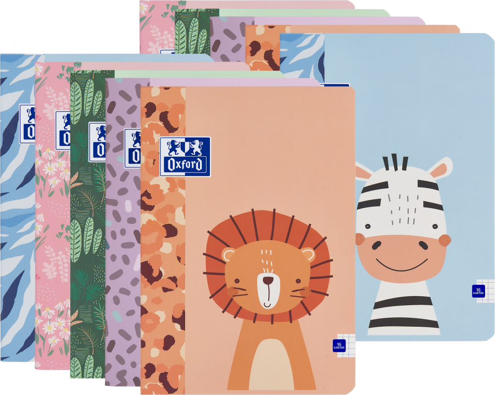 10x Zeszyt w kratkę Oxford Kids, A5, miękka oprawa, 16 kartek, mix wzorów
