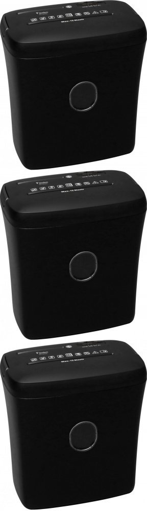 3x Niszczarka do papieru VeroTech VS-1010CC, ścinek 4x35mm, 10 kartek, P-4/O-1/T-4/E-3/F-1 DIN, czarny