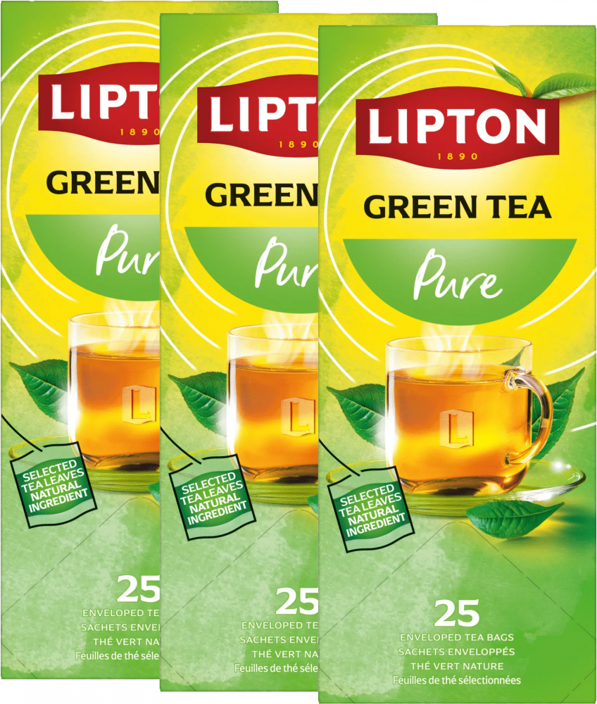 3x Herbata zielona w kopertach Lipton Green Tea Classic, 25 sztuk x 1.3g