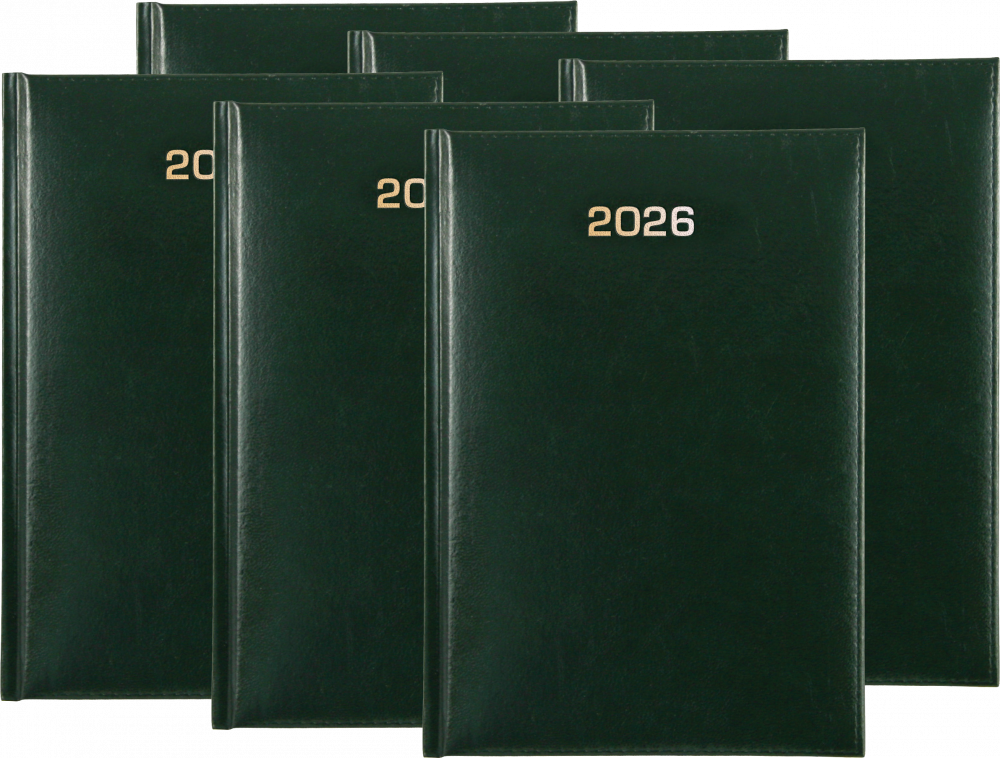 6x Kalendarz książkowy 2026, Udziałowiec, A5, tygodniowy, zielony