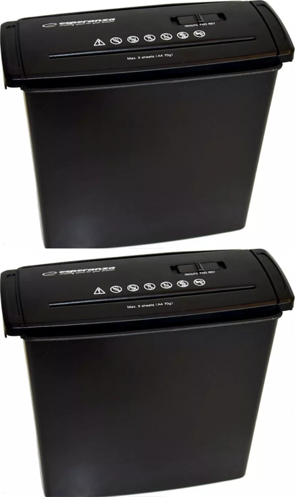 2x Niszczarka Esperanza Blade, pasek 7mm, 5 kartek, P-1 DIN, czarny