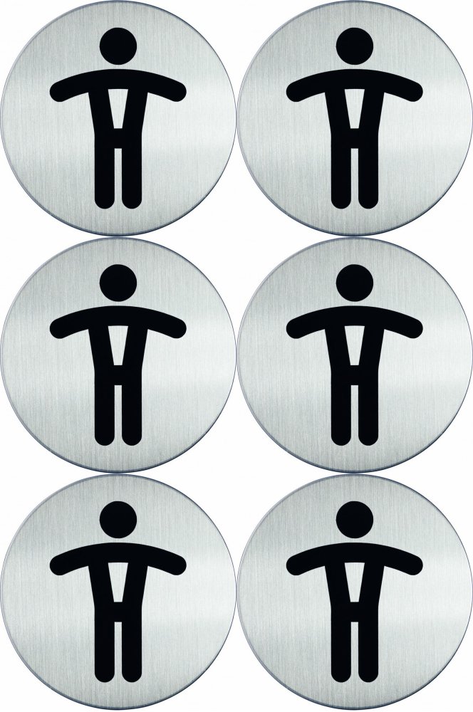 6x Tabliczka informacyjna Durable, "toaleta męska", 83mm, srebrny