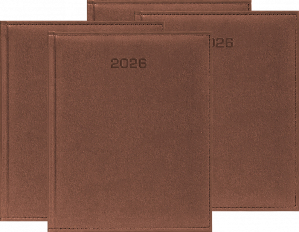 4x Kalendarz książkowy 2026, Udziałowiec, Vivella, A4, tygodniowy, brązowy
