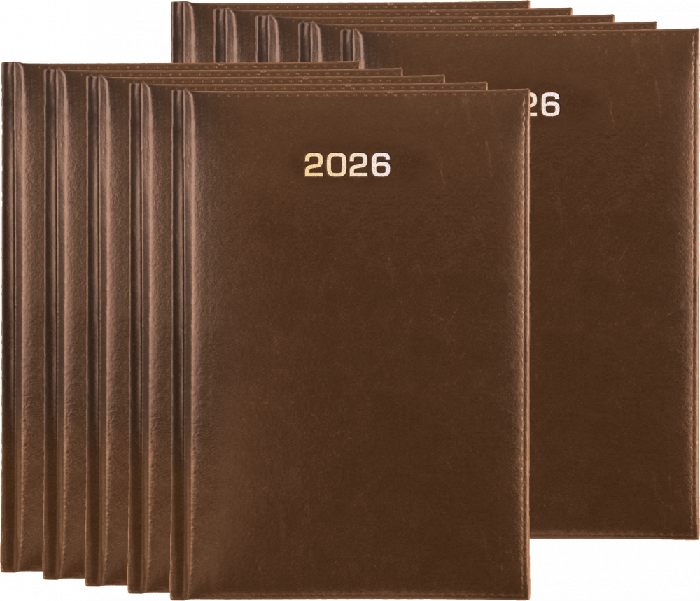 10x Kalendarz książkowy 2026, Udziałowiec, Dyrektorski, A5, dzienny, brązowy
