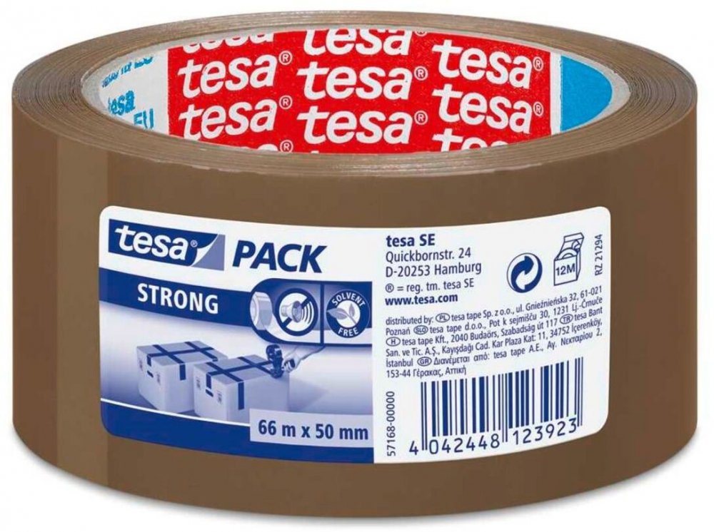 Taśma pakowa Tesa, cicha, akryl, 66mx50mm, brązowy
