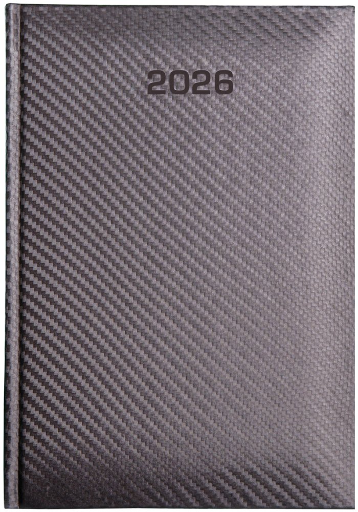 Kalendarz książkowy 2026, Udziałowiec, Carbon, A5, dzienny, 184 kartki, grafitowy