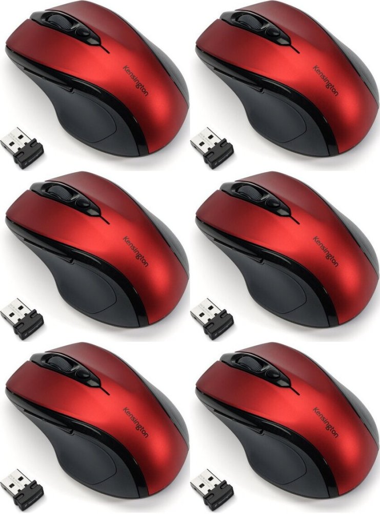 6x Myszka bezprzewodowa Kensington Pro Fit, średniowymiarowa, optyczna, czerwony