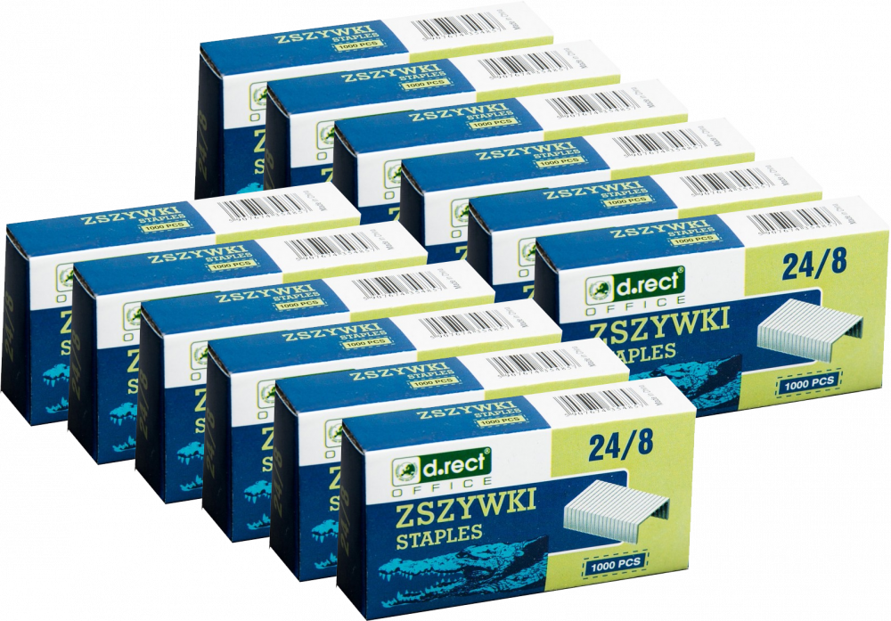 20x Zszywki D.Rect, 24/8, 1000 sztuk, srebrny