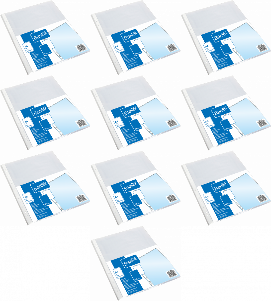 10x Koszulki groszkowe Bantex, A4, 40 μm, 100 sztuk, transparentny