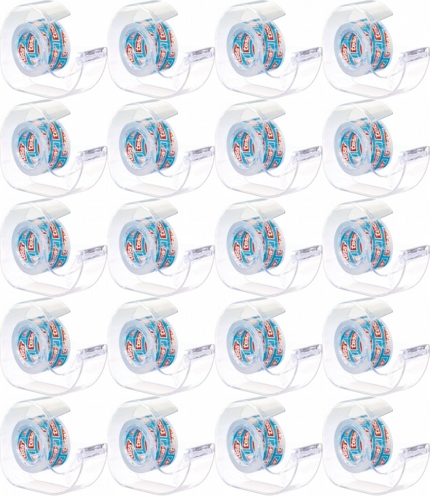 20x Podajnik do taśmy klejącej Tesa Crystal + taśma 19mmx10m, transparentny