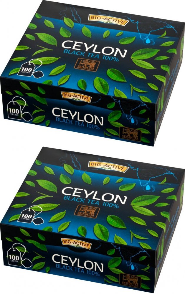 2x Herbata czarna w torebkach Big-Active Ceylon, 100 sztuk x 1.5g