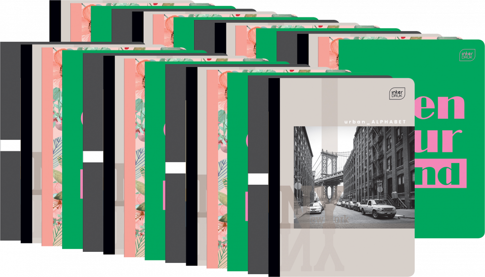 40x Zeszyt w linie Interdruk UV, A5, 80 kartek, mix wzorów