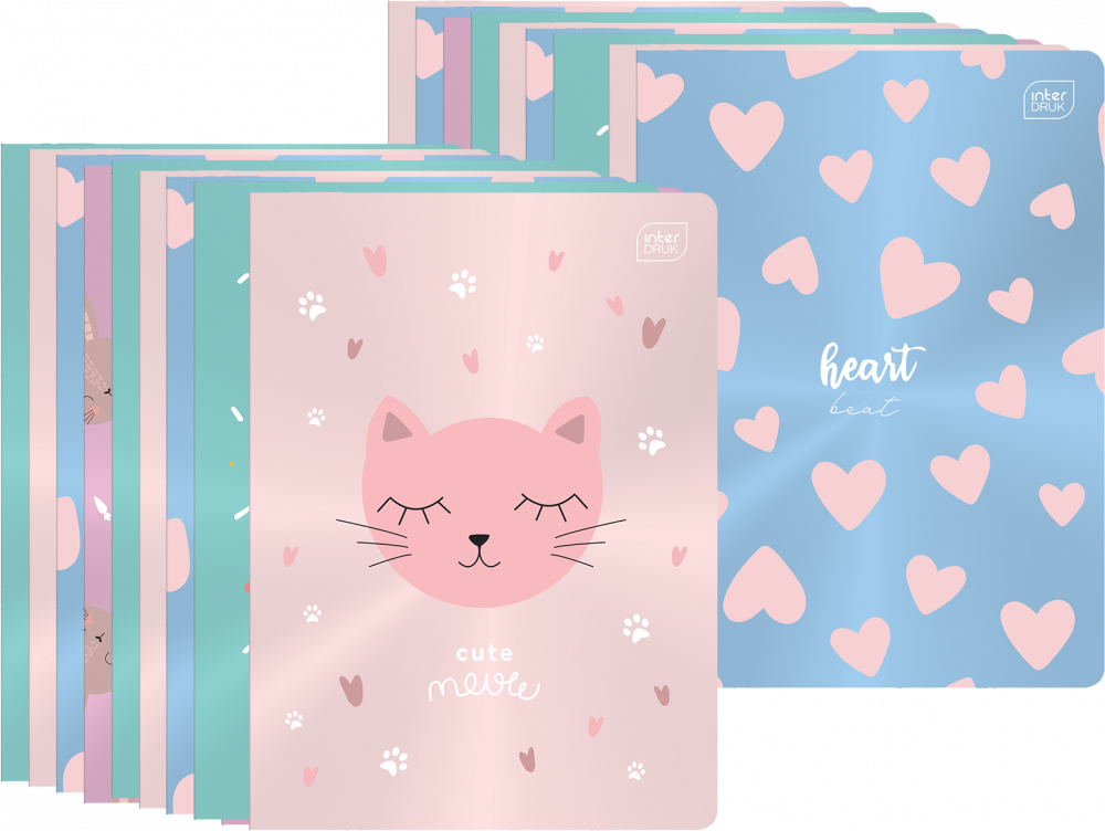 20x Zeszyt w kratkę Interdruk Metallic, A5, 16 kartek, mix wzorów