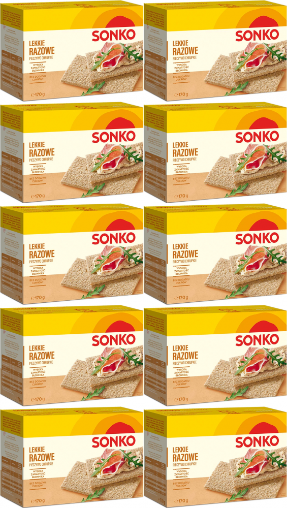 10x Pieczywo lekkie Sonko, razowe, 170g