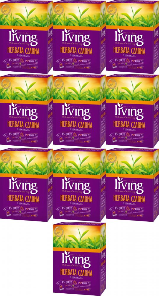 10x Herbata czarna w torebkach Irving, 100 sztuk x 2g