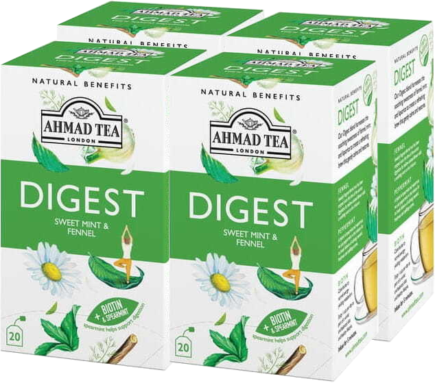 4x Herbata funkcjonalna w kopertach Ahmad Tea Digest Healthy Benefit, 20 sztuk x 2g