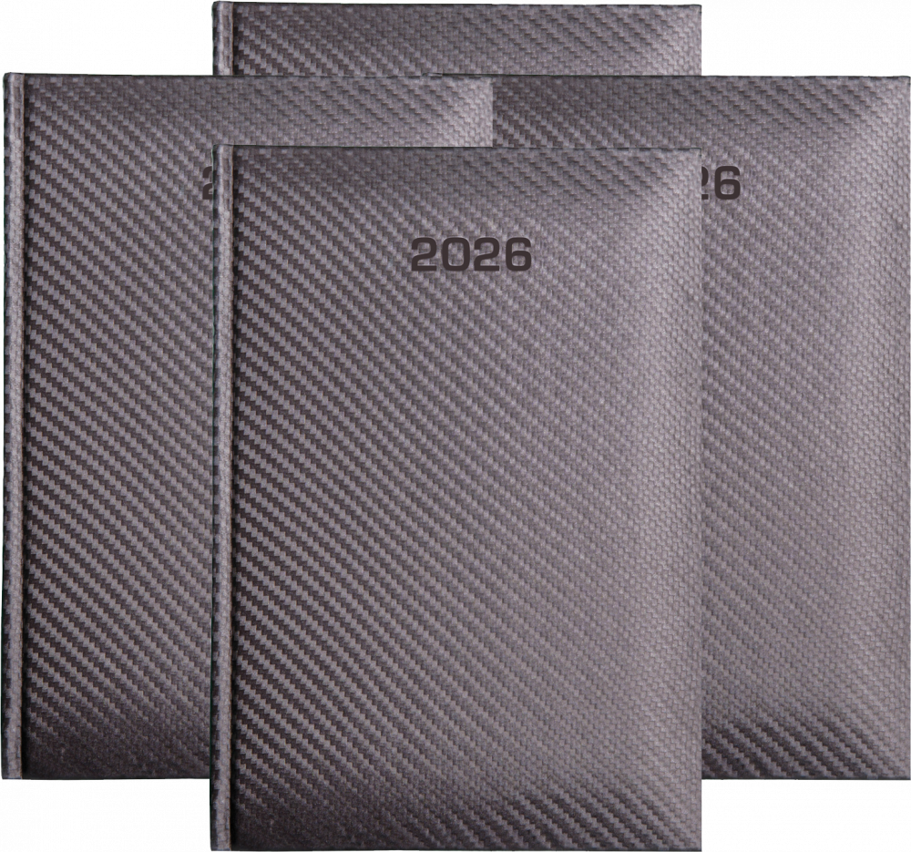 4x Kalendarz książkowy 2026, Udziałowiec, Carbon, A5, dzienny, 184 kartki, grafitowy