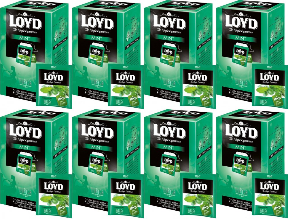 8x Herbata ziołowa w kopertach Loyd Mint Horeca, 20 sztuk x 1.7g