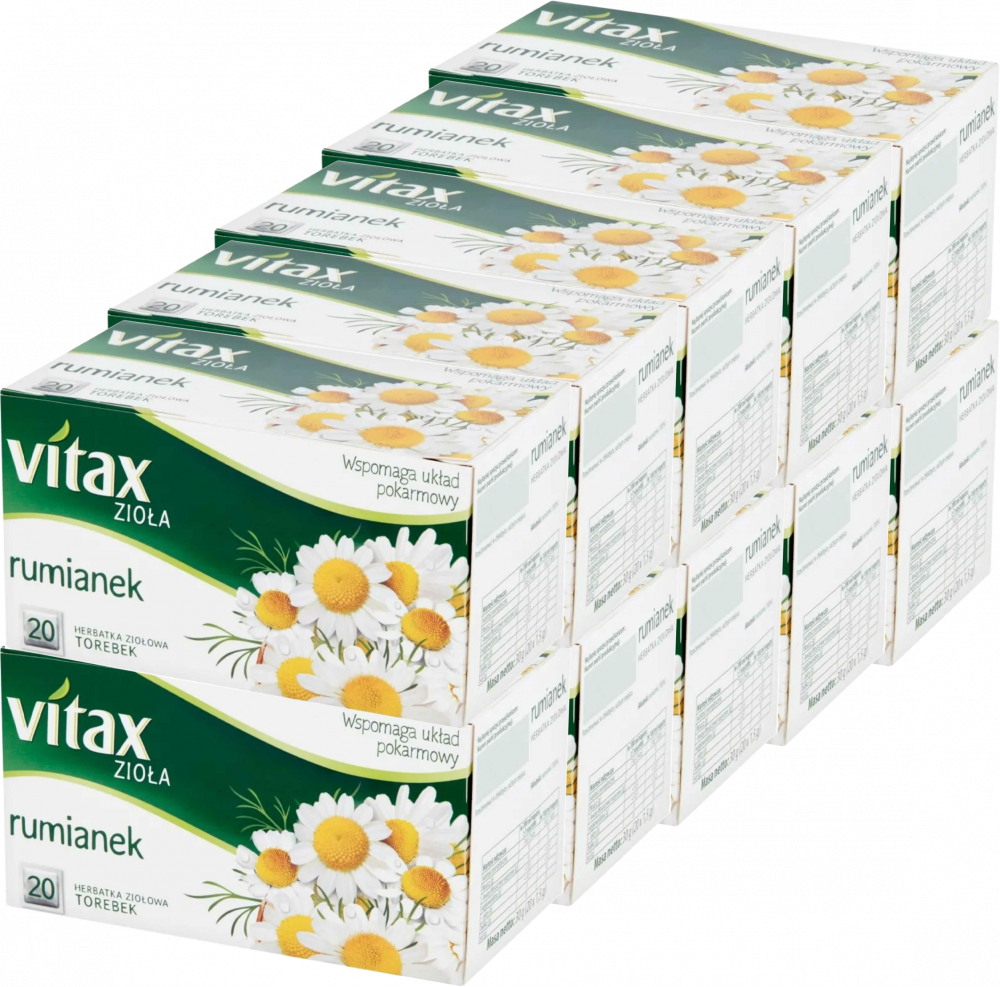 10x Herbata ziołowa w torebkach Vitax, rumianek, 20 sztuk x 1.5g
