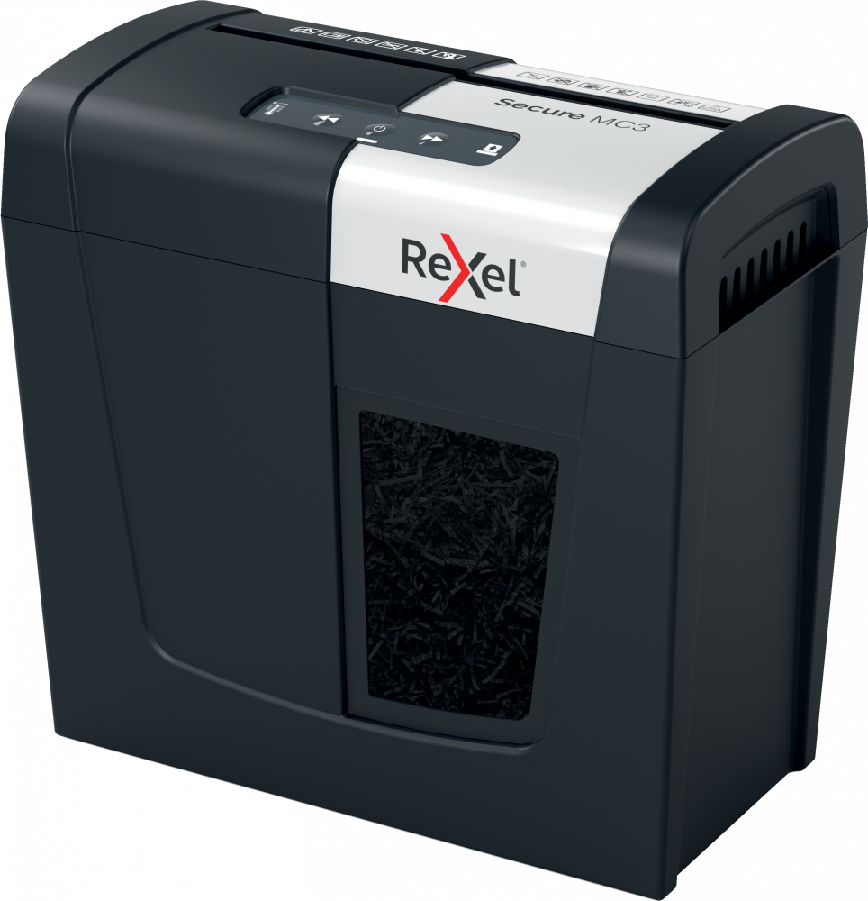 Niszczarka Rexel Secure MC3 Whisper-Shred, mikrościnek 2x15mm, 3 kartki, P-5 DIN, czarno-srebrny